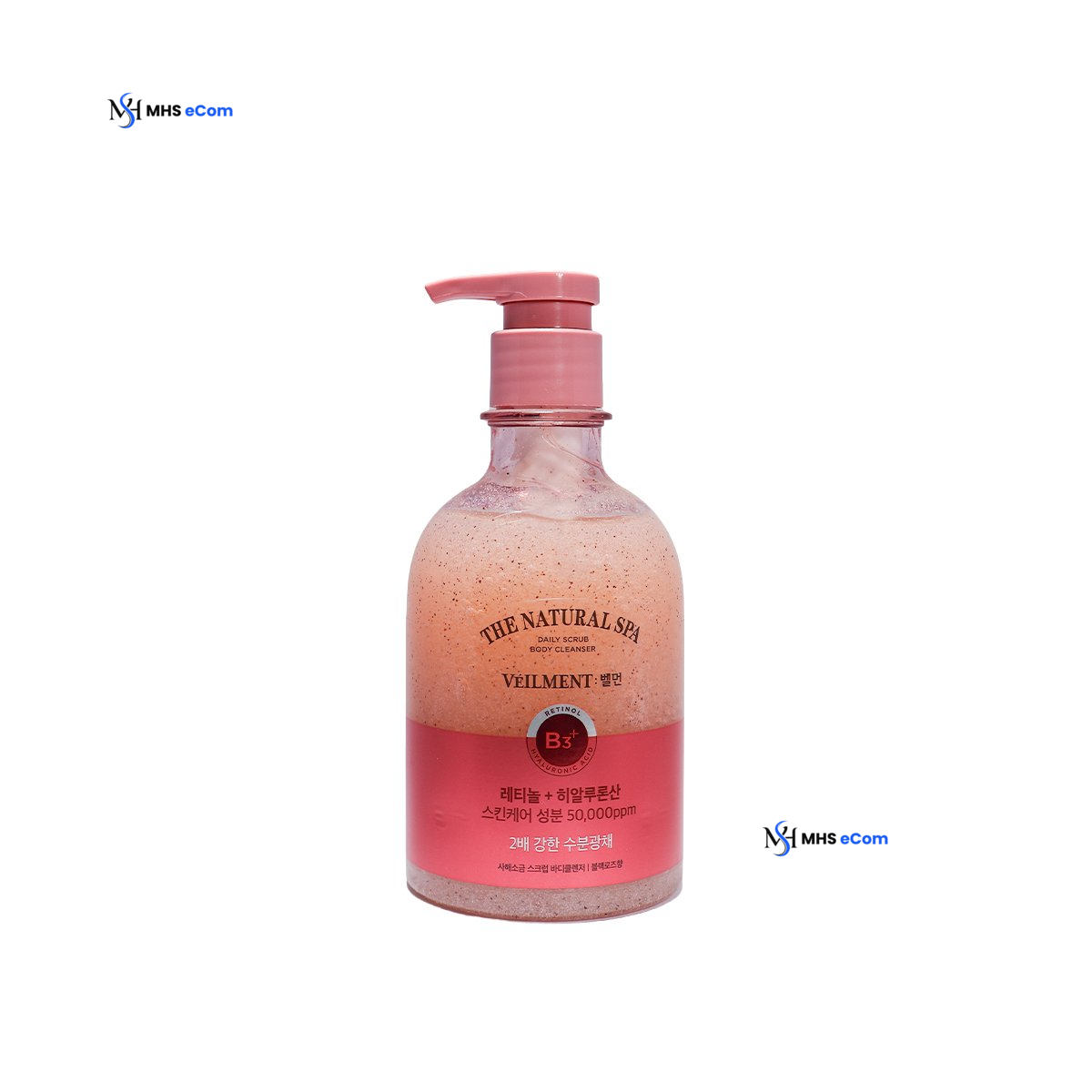 on the body Veilment Natural Spa Dead Sea Salt Scrub Body Wash Black Rose Scent 400 ml